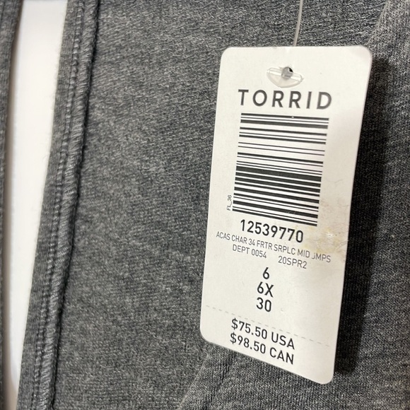 Torrid size 6 (30) CHARCOAL GREY TERRY SELF TIE CULOTTE JUMPSUIT - Picture 6 of 9